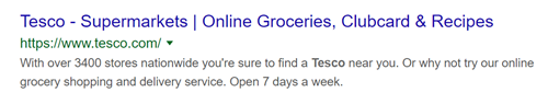 Metadata for Tesco - Small Business SEO